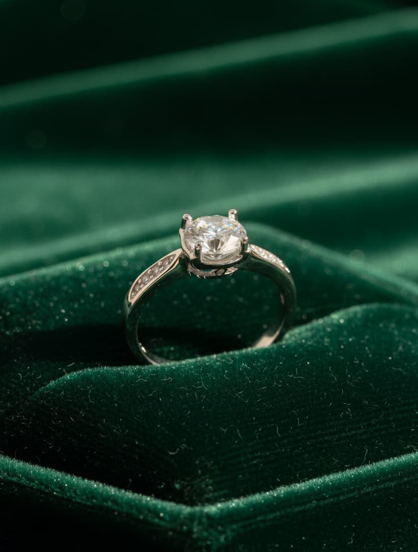 خاتم السوليتير بكتفين مرصعتين - الصورة 4