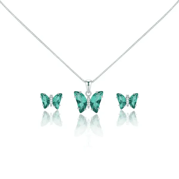 نصف طقم فراشة الزمرد الأخضر