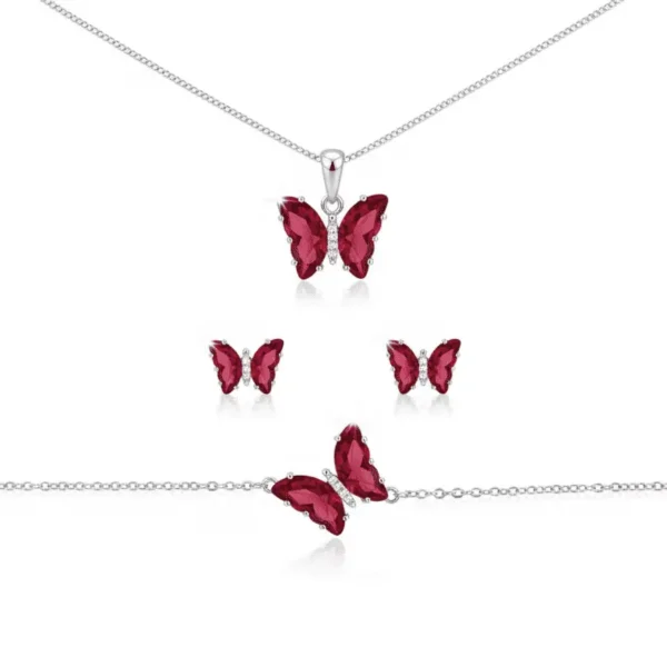 طقم فراشة الياقوت الأحمر