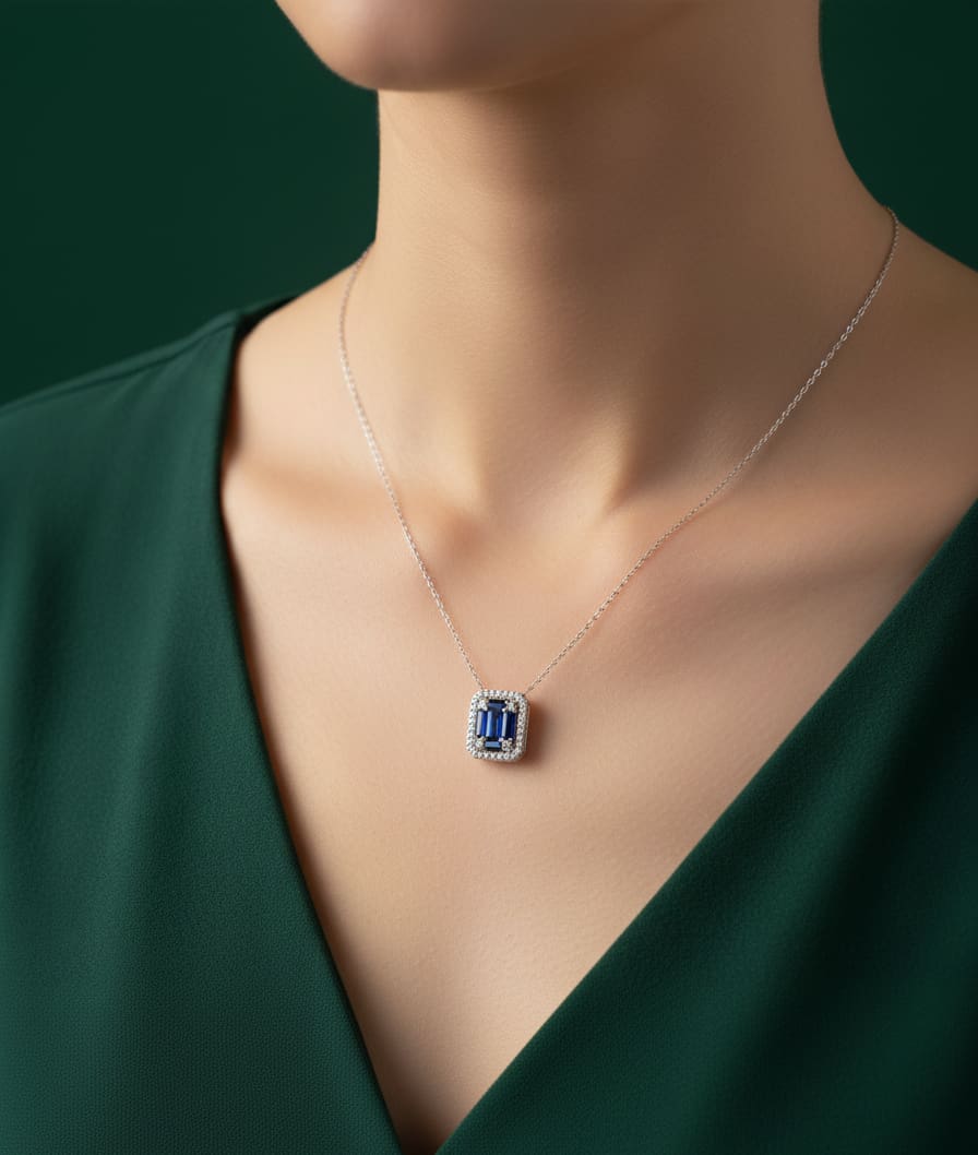 قلادة مستطيلة زرقاء - الصورة 3