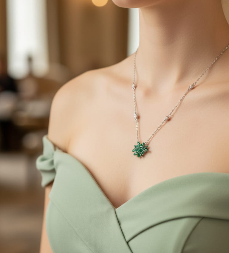 قلادة الكريستال المتناثر الأخضر - الصورة 2