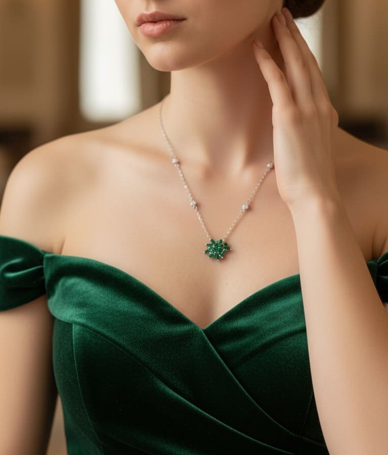 قلادة الكريستال المتناثر الأخضر - الصورة 3