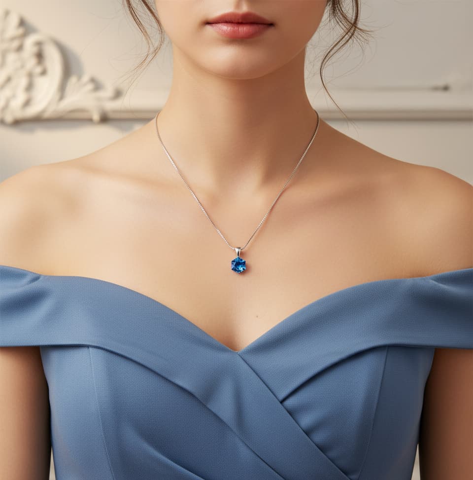 قلادة حجر سواروفسكي الأزرق - الصورة 4