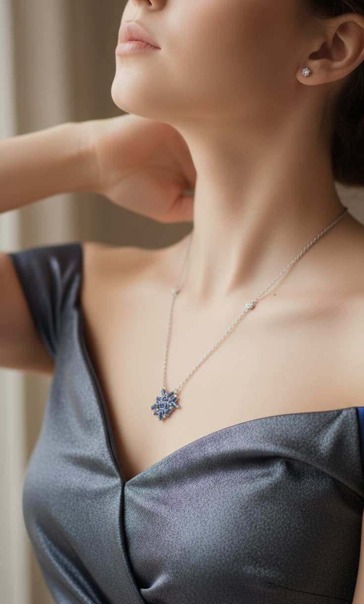 قلادة الكريستال المتناثر الأزرق - الصورة 3