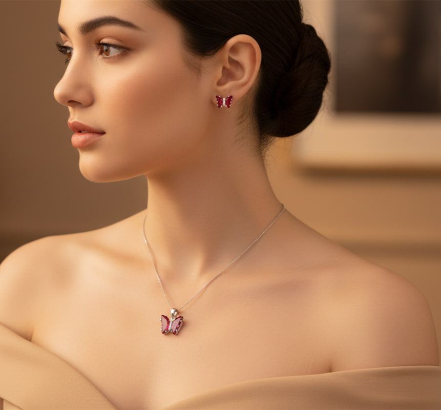 نصف طقم الفراشة الحمراء - الصورة 4