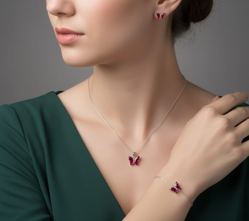 طقم فراشة الياقوت الأحمر - الصورة 2