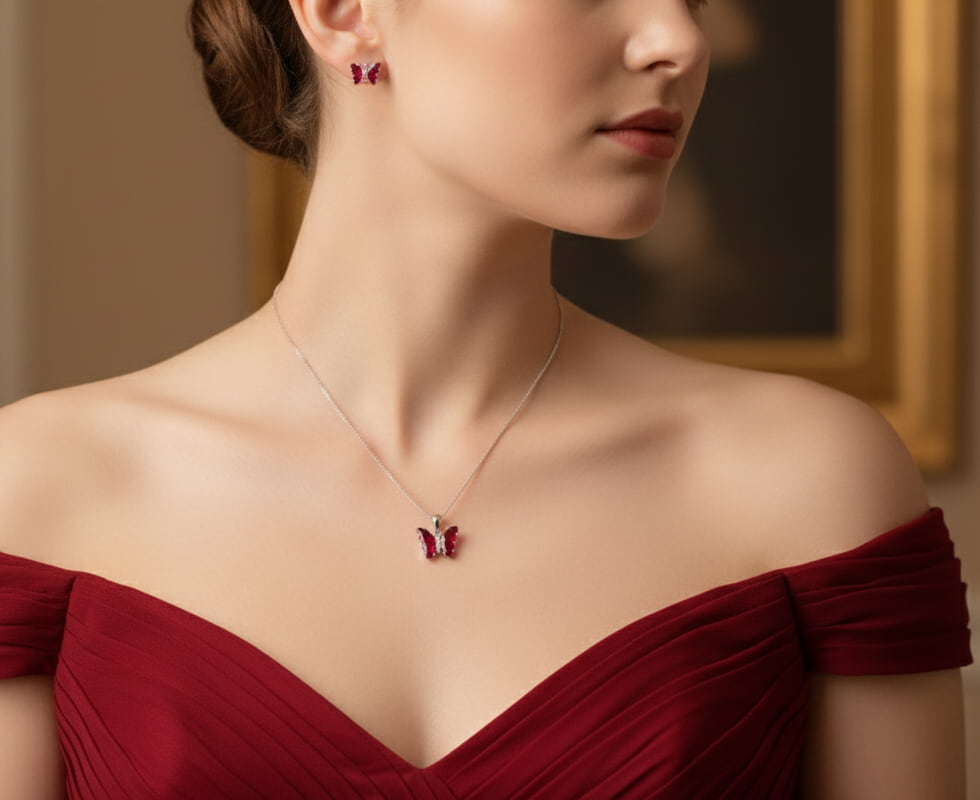 نصف طقم الفراشة الحمراء - الصورة 2