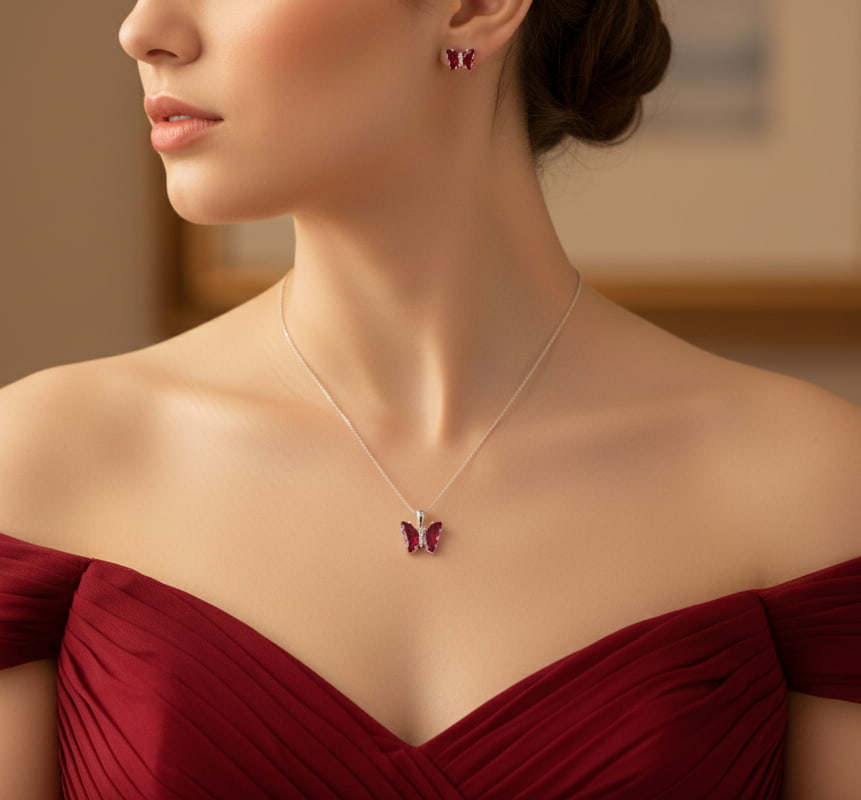 نصف طقم الفراشة الحمراء - الصورة 3