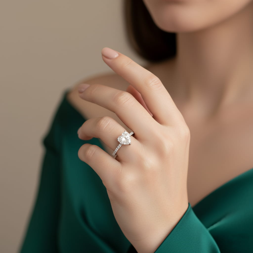 خاتم القلب المرصع بالزاركون - الصورة 2