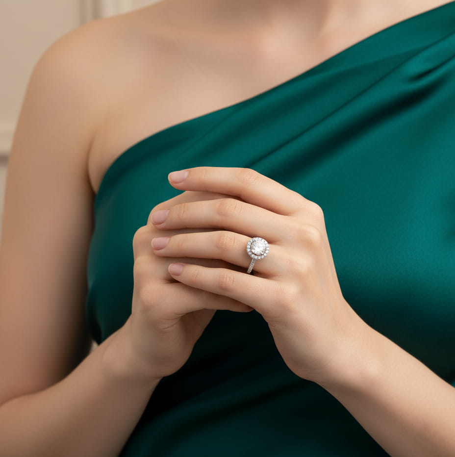 خاتم الهالة المتلألئة بالزيركون - الصورة 2