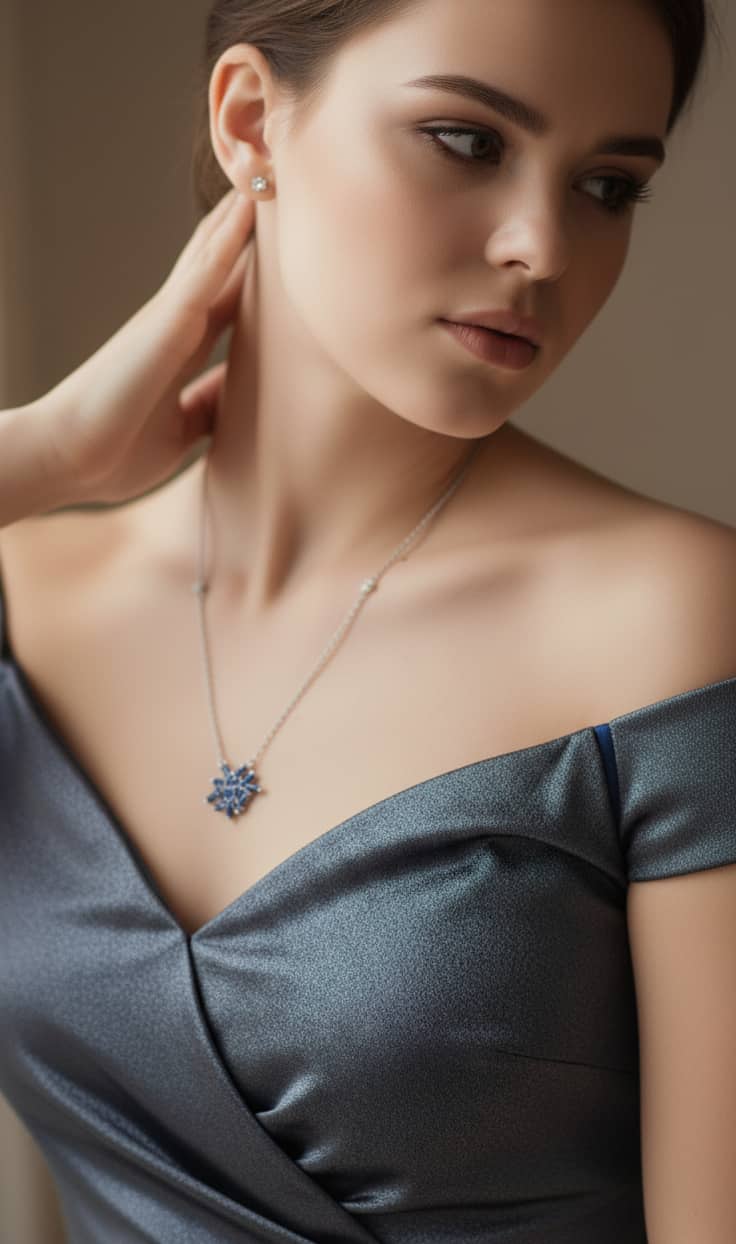 قلادة الكريستال المتناثر الأزرق - الصورة 4