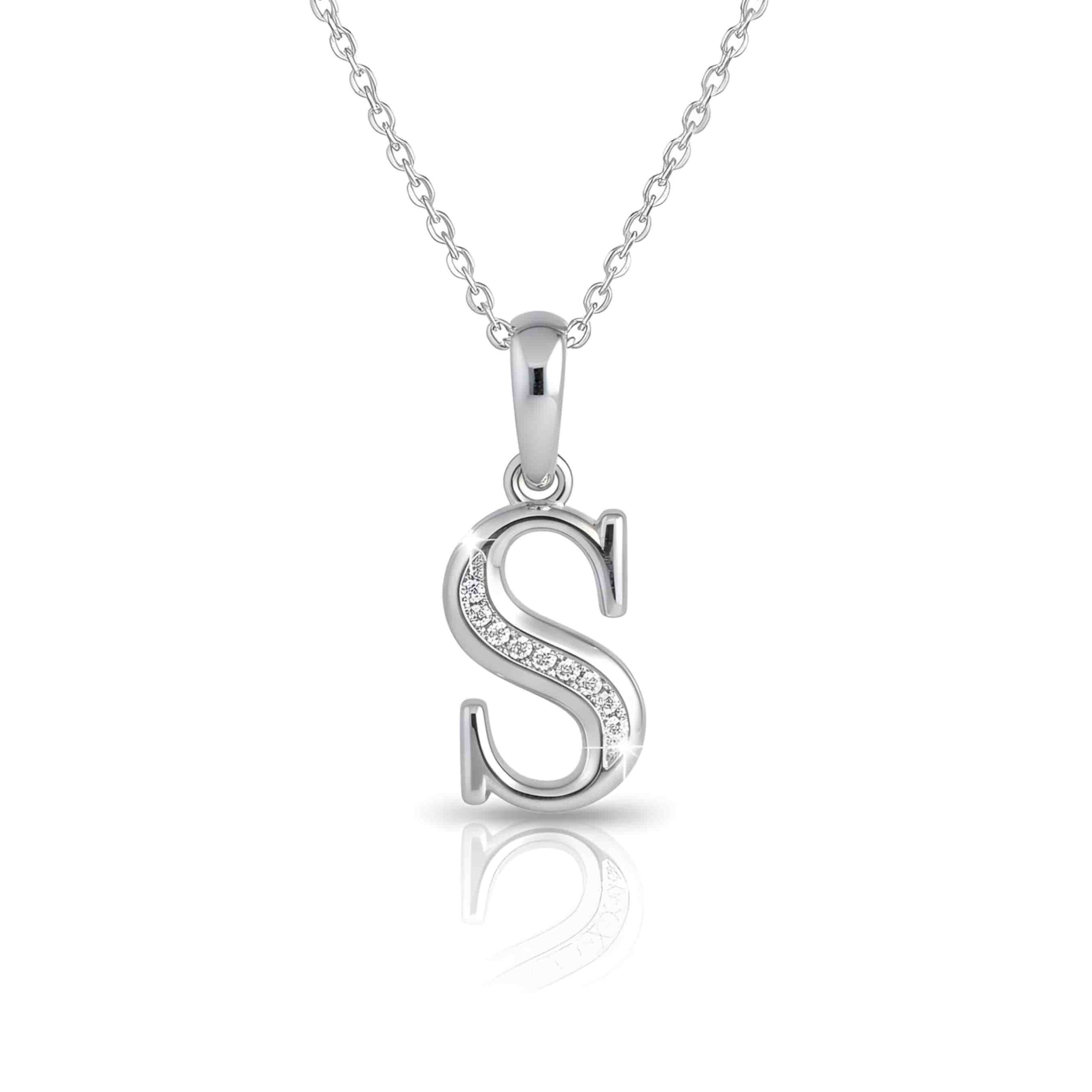 قلادة حرف S مرصع زاركون