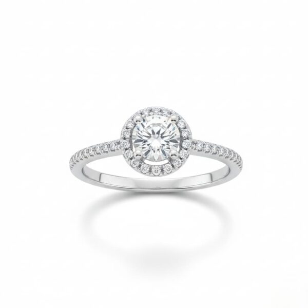 خاتم الهالة المتلألئة بالزيركون