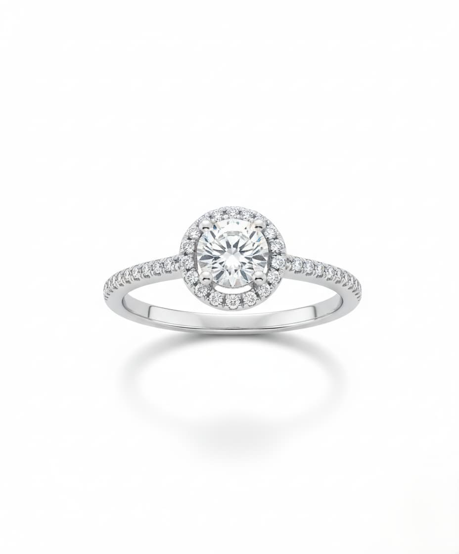 خاتم الهالة المتلألئة بالزيركون