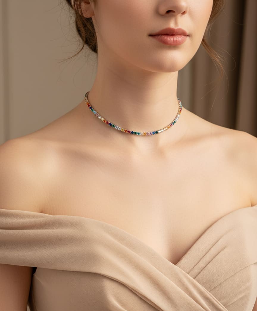 عقد تشوكر التنس الملون - الصورة 2