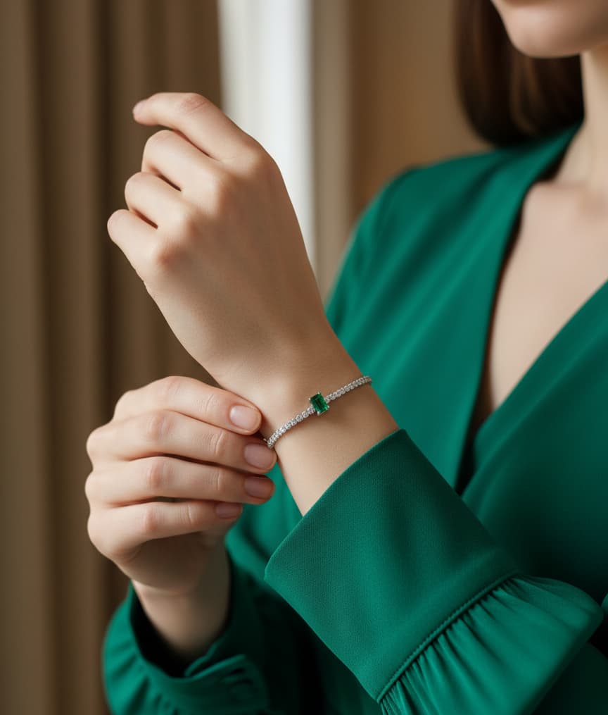 سوار تنس مستطيل أخضر - الصورة 2