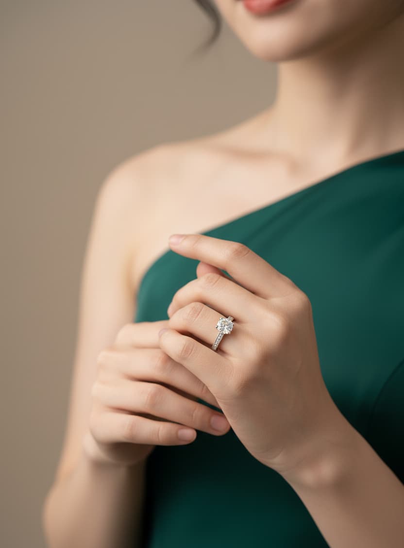 خاتم السوليتير بسوار مرصع بالزركون - الصورة 2