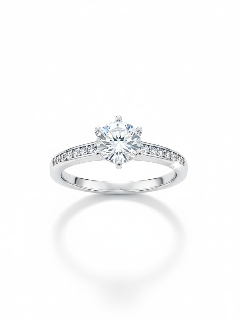 خاتم السوليتير بسوار مرصع بالزركون